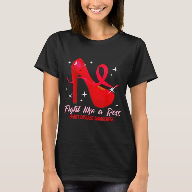 T-shirt Fight Like A Boss Heart Health Heart Disease Aware (Devant)