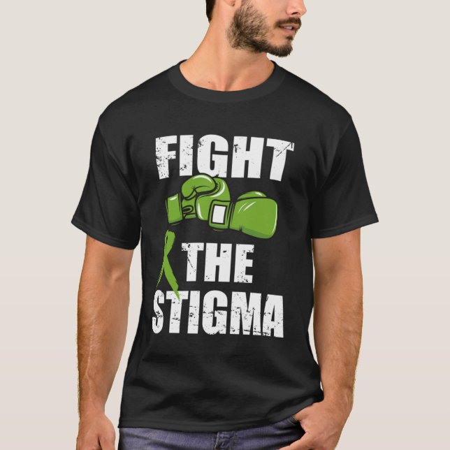 T-shirt Fight The Stigma Mental Health Awareness  Green Gl (Devant)