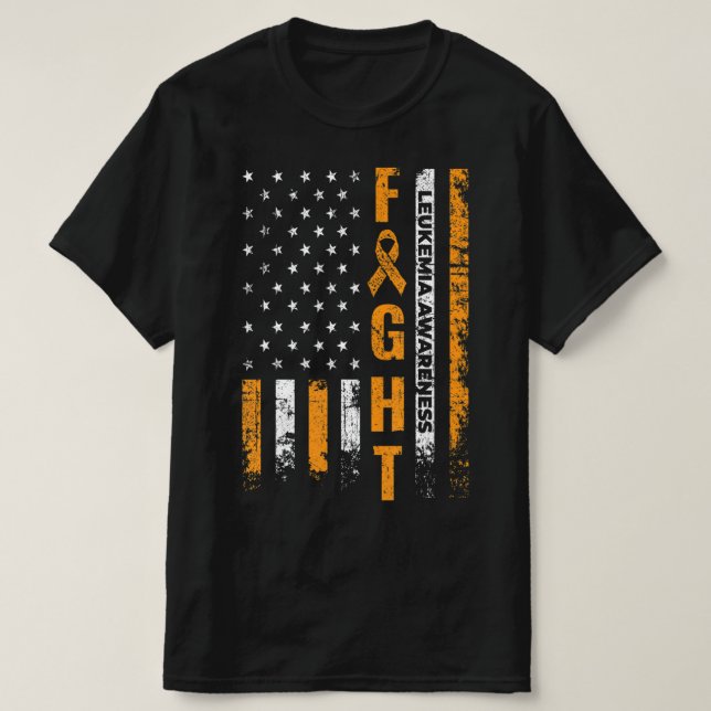 T-shirt Fight USA Drapeau Leucémie Sensibilisation Cancer  (Design devant)