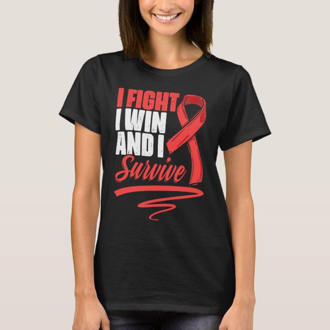 T-shirt Fight Win Stroke Survivor Red Ribbon Stroke Awaren (Devant)