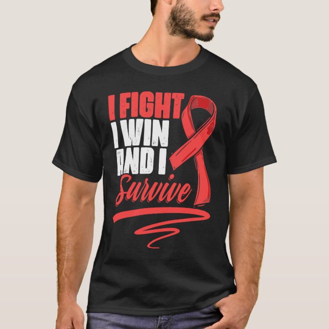 T-shirt Fight Win Stroke Survivor Red Ribbon Stroke Awaren (Devant)