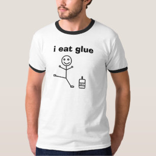 T-shirt figue heureuse de bâton de colle, je mange la