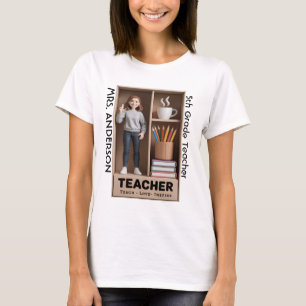 T-shirt Figure d'action de l'enseignant AI 3D style poupée