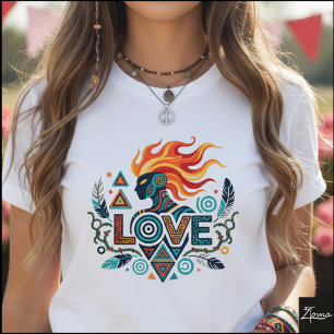 T-shirt Figure d'amour géométrique tribal avec des flammes