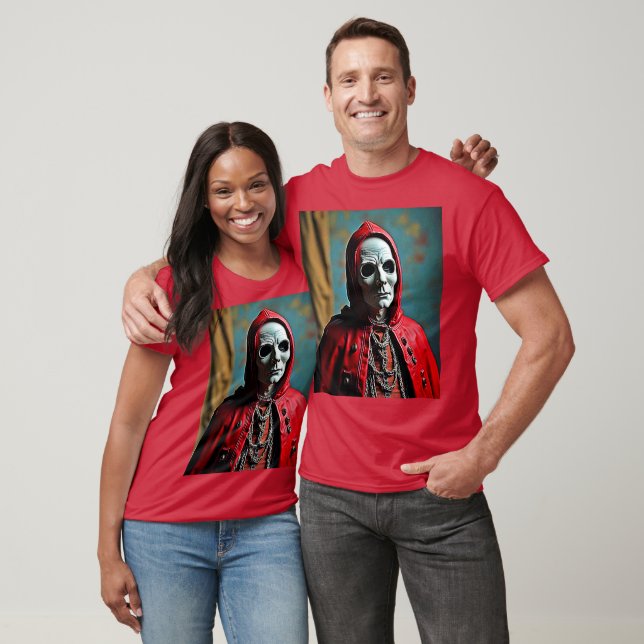 T-shirt Figure mystérieuse du crâne à capuchon (Unisexe)