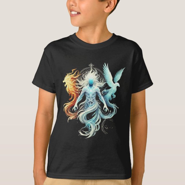 T-shirt Figure Mystique Avec Autocollant Double Forme (Devant)