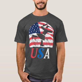 T-shirt Figure Patinage Amérique Drapeau Rétro