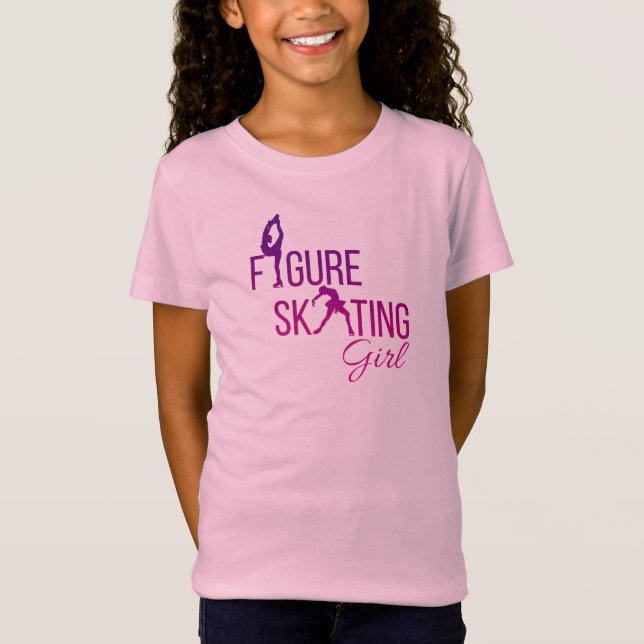 T-shirt Figure patineuse fille rose violet (Devant)