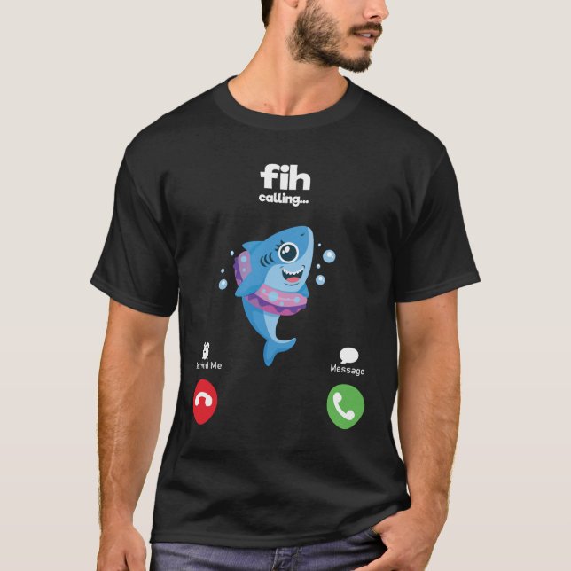 T-shirt Fih Calling Remind me Message Decline Accept Phone (Devant)