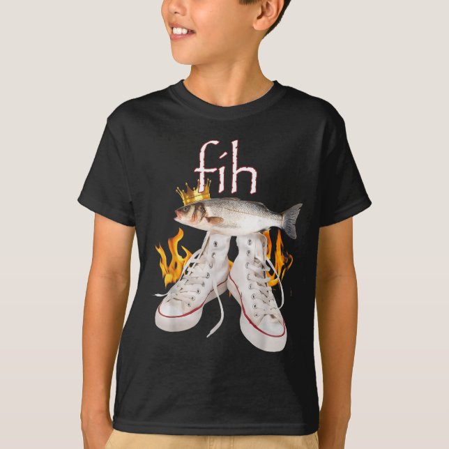 T-shirt Fih Scute Ss Mignon Sss Poisson Drôle Poisson Mal  (Devant)