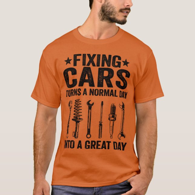 T-shirt Fiing Carsurns A Normal Day Into A Great Day vinta (Devant)