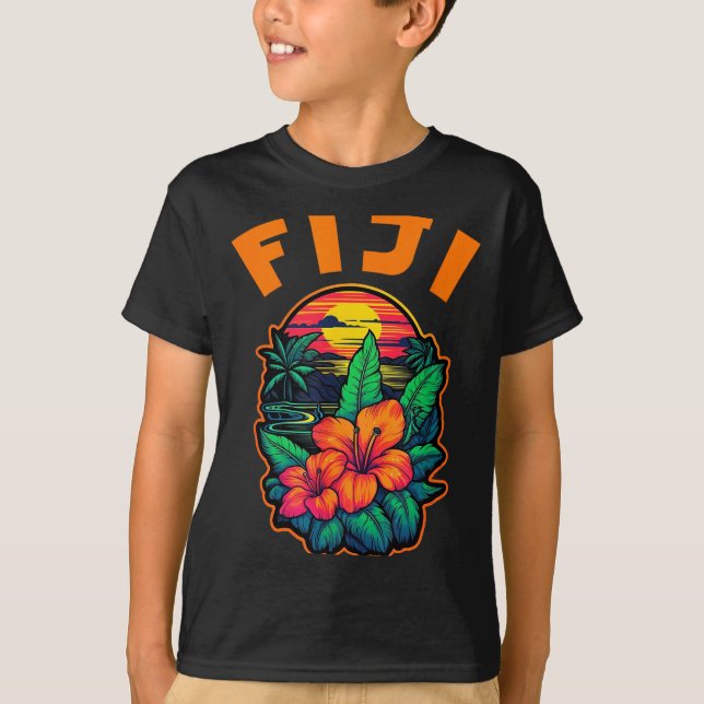 T-shirt Fiji Islands Pacific Ocean Trocal Flowers Beach Va (Devant)