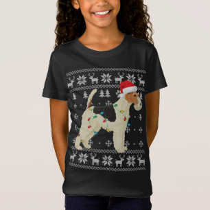 T-Shirt Fil Fox Terrier Noël lumières laides Santa Hat D