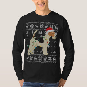 T-shirt Fil Fox Terrier Noël lumières laides Santa Hat D