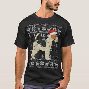 T-shirt Fil Fox Terrier Noël lumières laides Santa Hat D