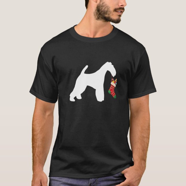T-shirt Fil Fox Terrier Noël Stocker Chiffre Stuffer (Devant)