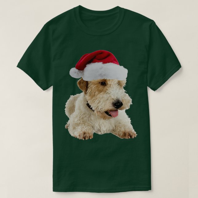 T-shirt Fil Fox Terrier Santa Claus Joyeux Noël (Design devant)