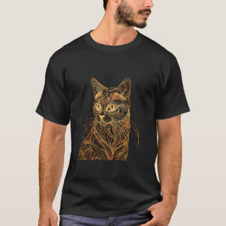 T-shirt Filigree Feline : Un Portrait De Chat Orné