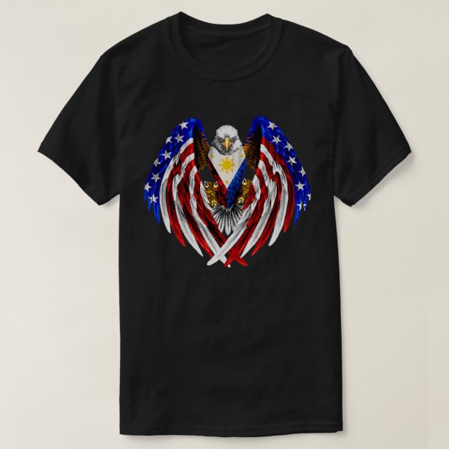 T-shirt Filipino American Philippines USA Flag Eagle T  (Design devant)
