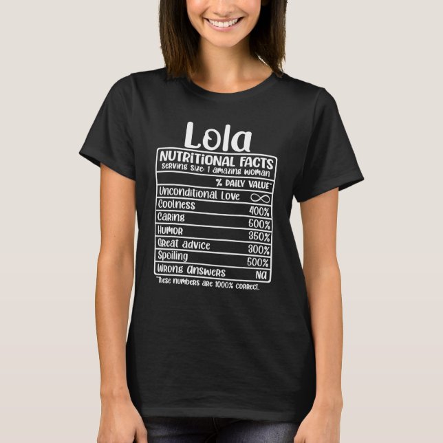 T-shirt Filipino Lola Grandmother  Nutrition Label Best Lo (Devant)