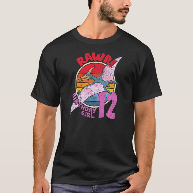 T-shirt Fille 12e anniversaire I Rawr Pterodactylus I Fami (Devant)