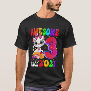 T-shirt Fille 3ème anniversaire Fête Chat mignon 3 ans Inc