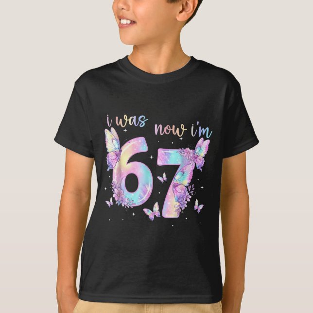 T-shirt Fille 6 7 ans anniversaire papillon 7ème anniversa (Devant)