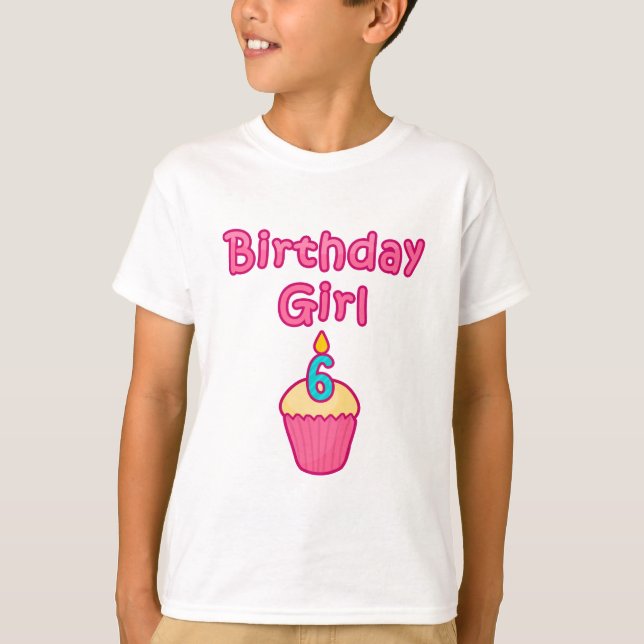 T-shirt Fille 6 d'anniversaire de petit gâteau (Devant)