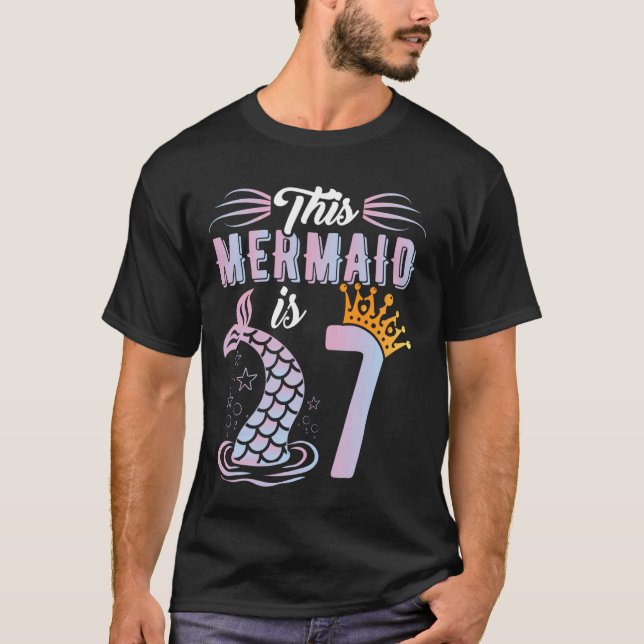 T-shirt Fille 7 Ans Fête Mermaid 7 Ans Sept 7 Ans (Devant)