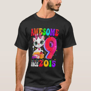 T-shirt Fille 9 ans Fête d'anniversaire Chat mignon 9 Ans
