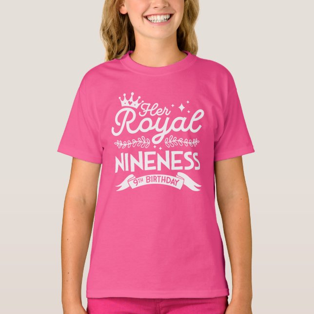 T-shirt Fille 9e anniversaire Sa Nuit royale 9 ans (Devant)