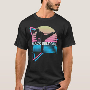 T-shirt Fille à ceinture noire rétro Taekwondo Karaté