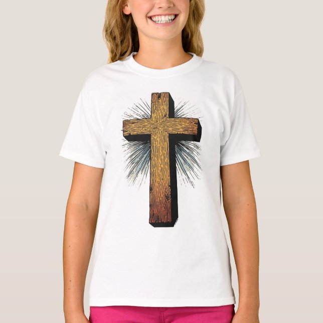 T-shirt fille à croix chrétienne audacieuse (Devant)