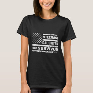 T-shirt Fille adolescente Survivor Funny Papa Humour Tee