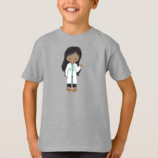 T-shirt Fille Africaine Américaine, Docteur, Infirmière, S (Devant)