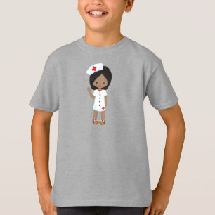 T-shirt Fille afro-américaine, mignonne fille, infirmière,