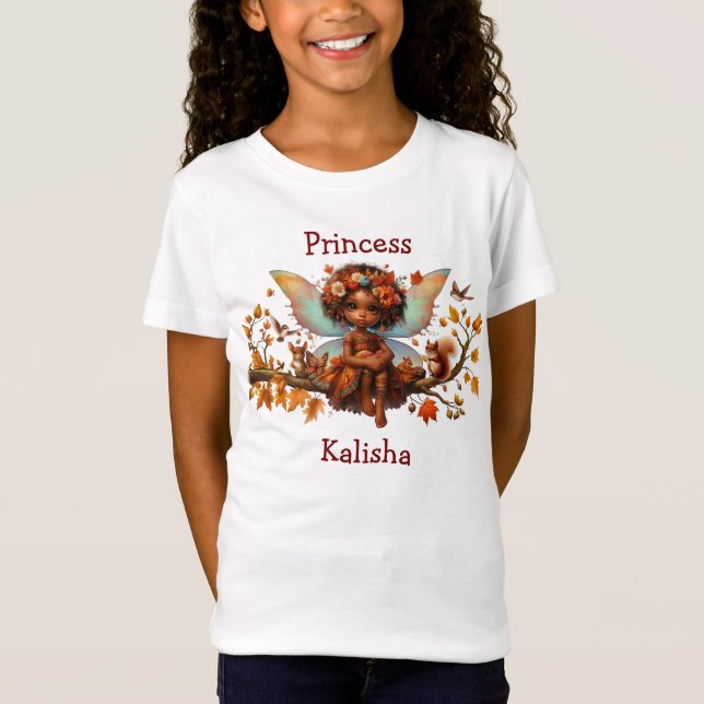 T-Shirt Fille afro-américaine Woodland Princess Fairy (Devant)