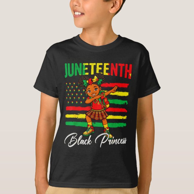 T-shirt Fille afro Juneteenth faisant un dab princesse noi (Devant)