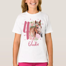 Fille agée de 4 ans Cheval Pastel Rose Quatre Ans