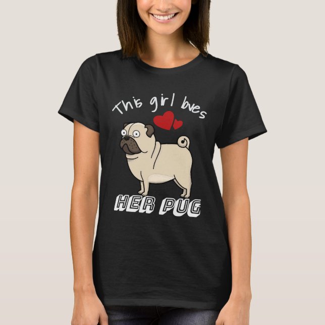 T-shirt Fille aime Pug Premium Scoop 827 (Devant)