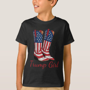 T-shirt Fille Américaine Drapeau Voter Trump Fille Républi