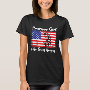 T-shirt Fille américaine qui aime la cavalière Raglan Base