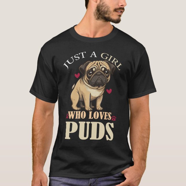 T-Shirt Fille Amour Pug (Devant)