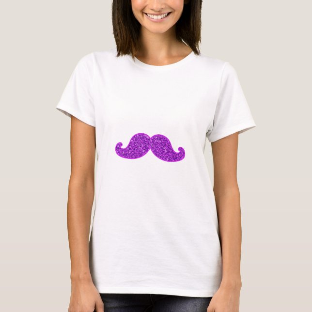 T-shirt Fille amusant rétro moustache violet parties scint (Devant)