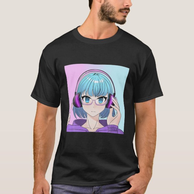 T-shirt Fille Anime Avec Casque (Devant)