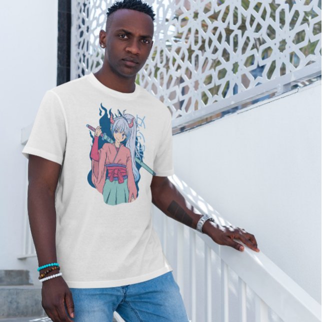 T-shirt Fille Anime Avec Katana (Créateur téléchargé)