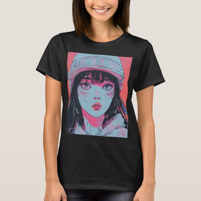 T-shirt Fille Anime Pastel en Bonnet d'Art (Devant)