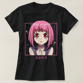 T-shirt Fille Anime Rose Esthétique Diabolique