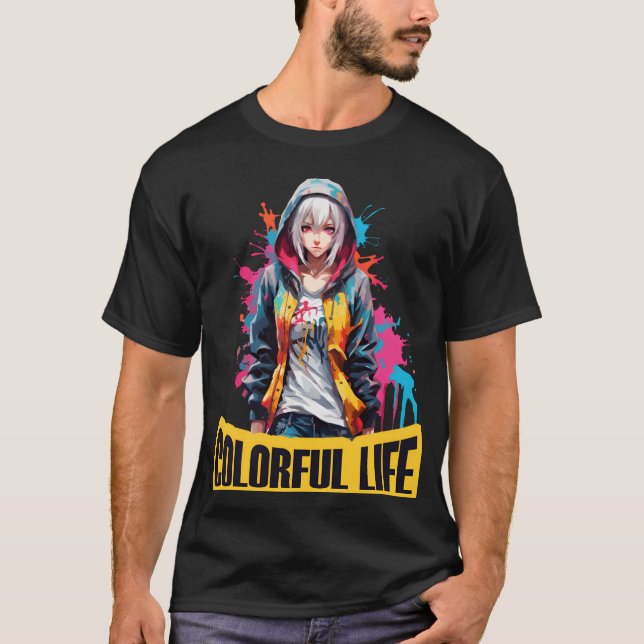 T-shirt Fille anime vie colorée fille (Devant)