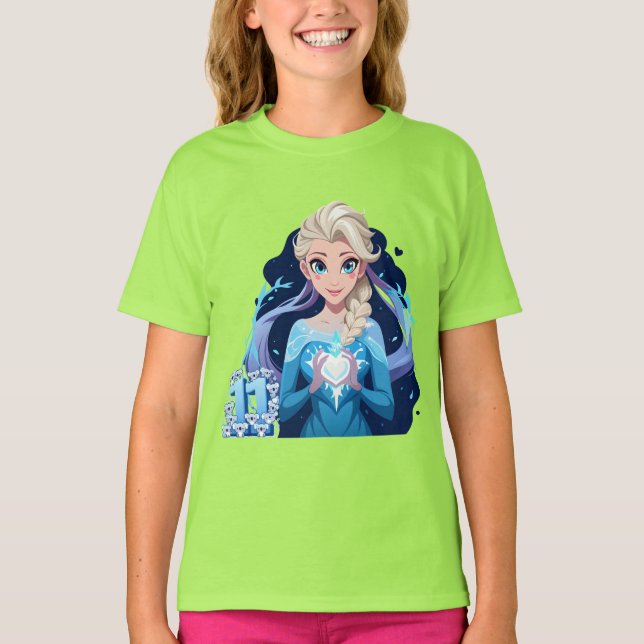 T-shirt Fille Anniversaire À 11 Ans (Devant)